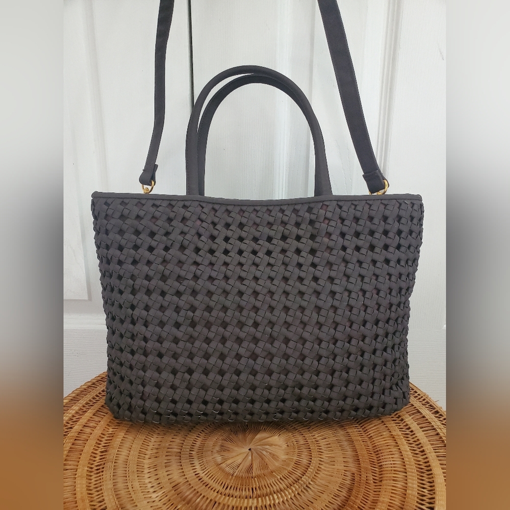 Amanda Smith Brown Woven Tote Bag With Shoulder Strap